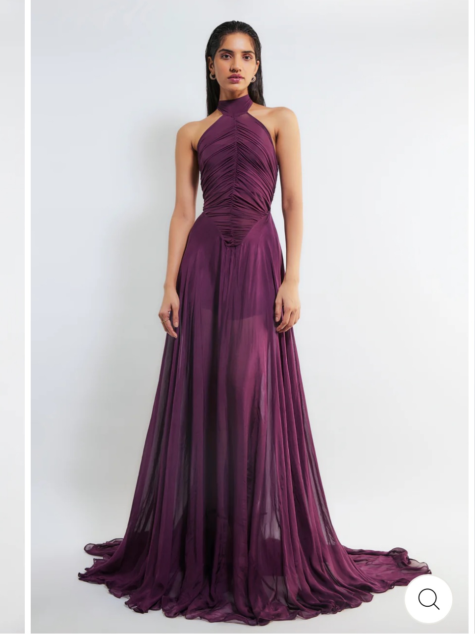 Kerstin Deme By Gabriella Halter Ruched Evening Maxi Dress In Deep Plum